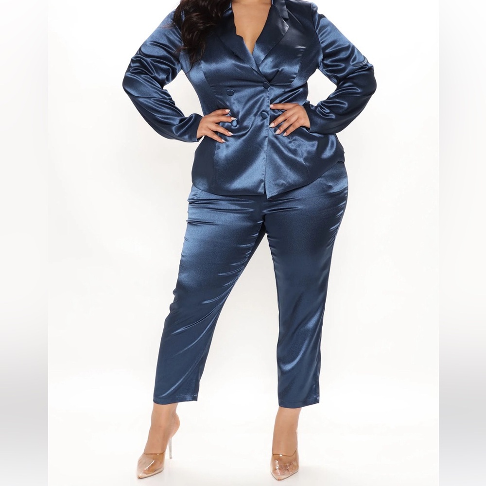 Fashion Nova Enjoy The Moment Satin Blazer Set (Pant) - Sz. XL - NWT